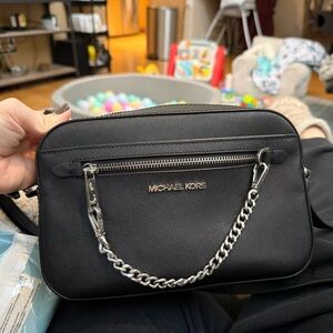 Michael Kors Black Bag with Silver Chain